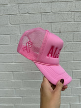 Load image into Gallery viewer, ALEDO hat | pink out trucker/pink (ribbon)