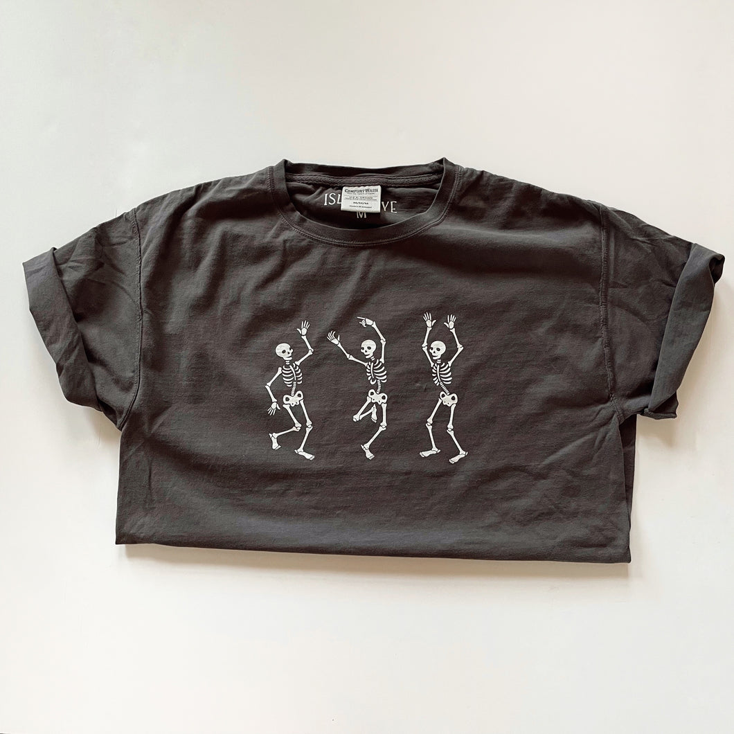 Dancing Skeletons Charcoal T-shirt | adult