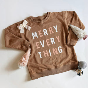 Merry Everything Tan Pullover | Kids